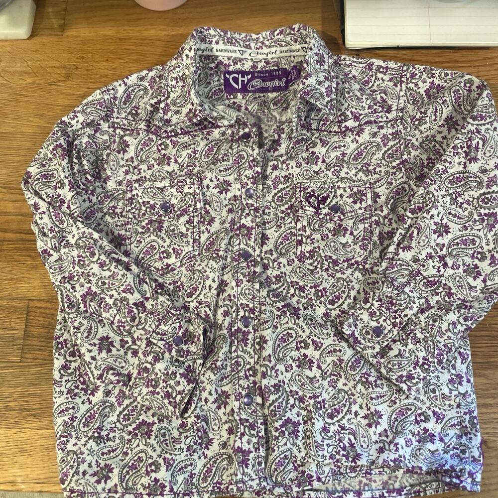 Cowgirl hardware purple paisley shirt kids 4T
